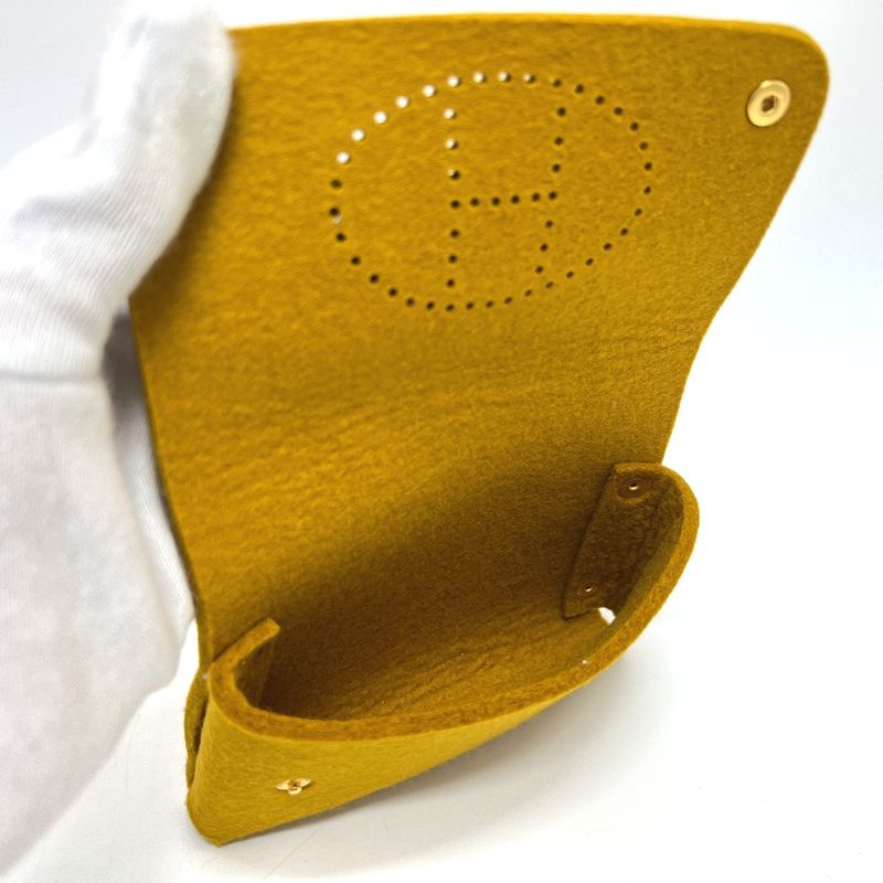 Hermes Accessory Pouch Etui Cult GM Playing Cards Case Felt Mustard Brown