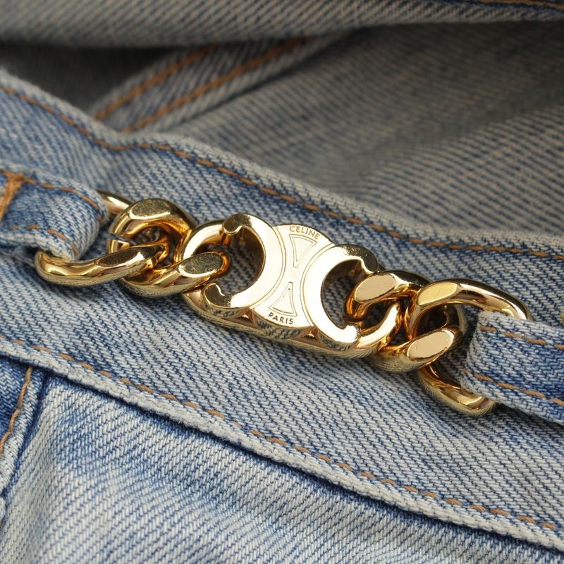 Celine Cotton Triomphe Damaged Flared Denim Pants Jeans Bottoms N677 0840 08KW