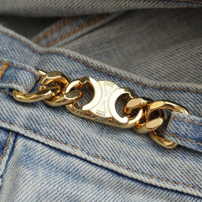 Celine Cotton Triomphe Damaged Flared Denim Pants Jeans Bottoms N677 0840 08KW