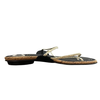Good Chanel Coco Mark Strap Sandals Size 35 Approx 22cm (8.66in) Black Ladies