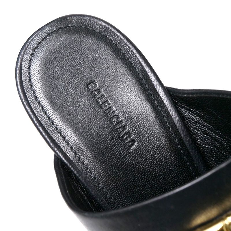 Balenciaga Sandals Size 35 BB Logo High Heel Cylinder Heel Leather Shoes