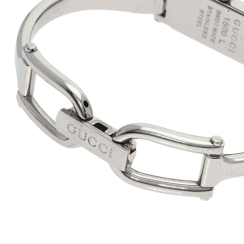 Gucci 1500l Square Face Bangle Watch SS Ladies