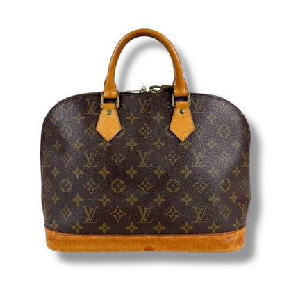 Louis Vuitton Alma Monogram Leather Handbag Mini Tote Bag Brown