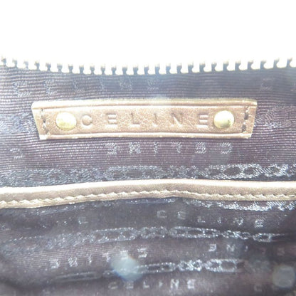 Celine Vintage Half Moon C Macadam Pattern Suede Gold Hardware Mocha Brown