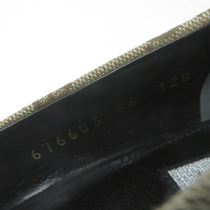 Gucci Balenciaga 676603 Pointed Toe GG Canvas Pumps Brownish 36 With Box And