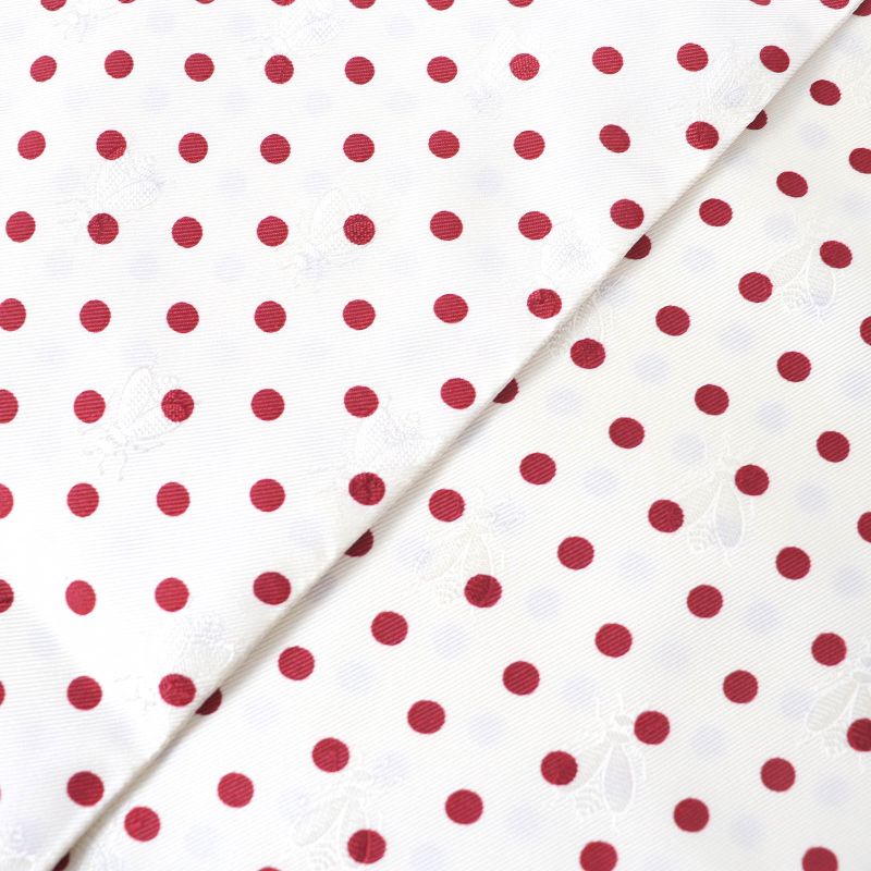 Hermes 099882s Maxi Twilly 100% Silk Ivoire/rouge Bee Insect Dotted Calais