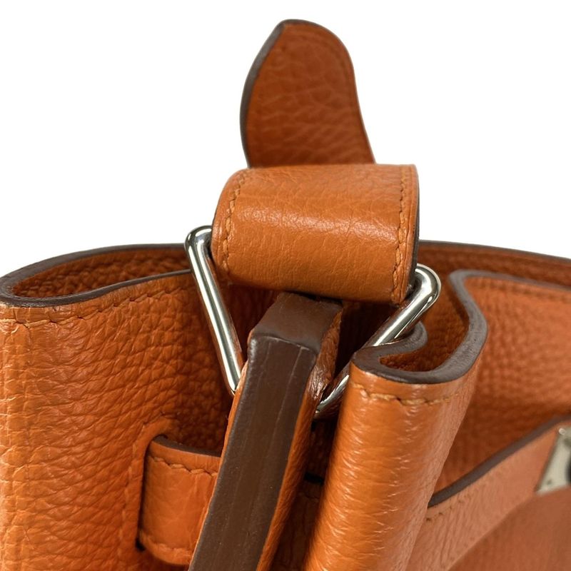 Hermes Shoulder Bag Sau Kelly 26 Orange Silver Hardware