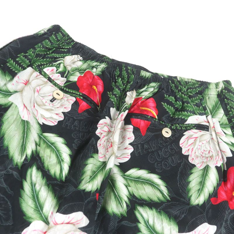Gucci 624524/619073 Silk-blend Short-sleeved Aloha Shirt And Shorts Set-up