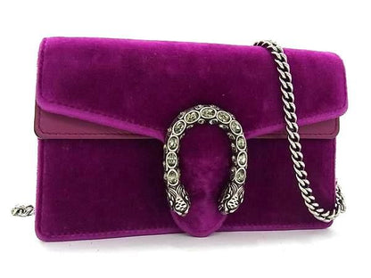 Gucci 476432 2134 Velour Chaihoulder Bag Crossbody Ladies Purple Bk6303