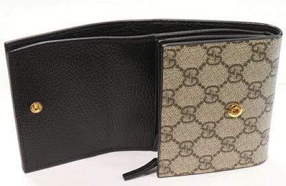 Gucci L Shaped Zipper Fold Wallet With Coin Purse GG Supreme Bi-color Medium