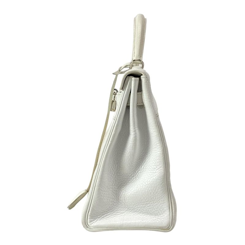 Hermes Handbag Kelly 32 White And Ivory Internal Stitching/silver Hardware
