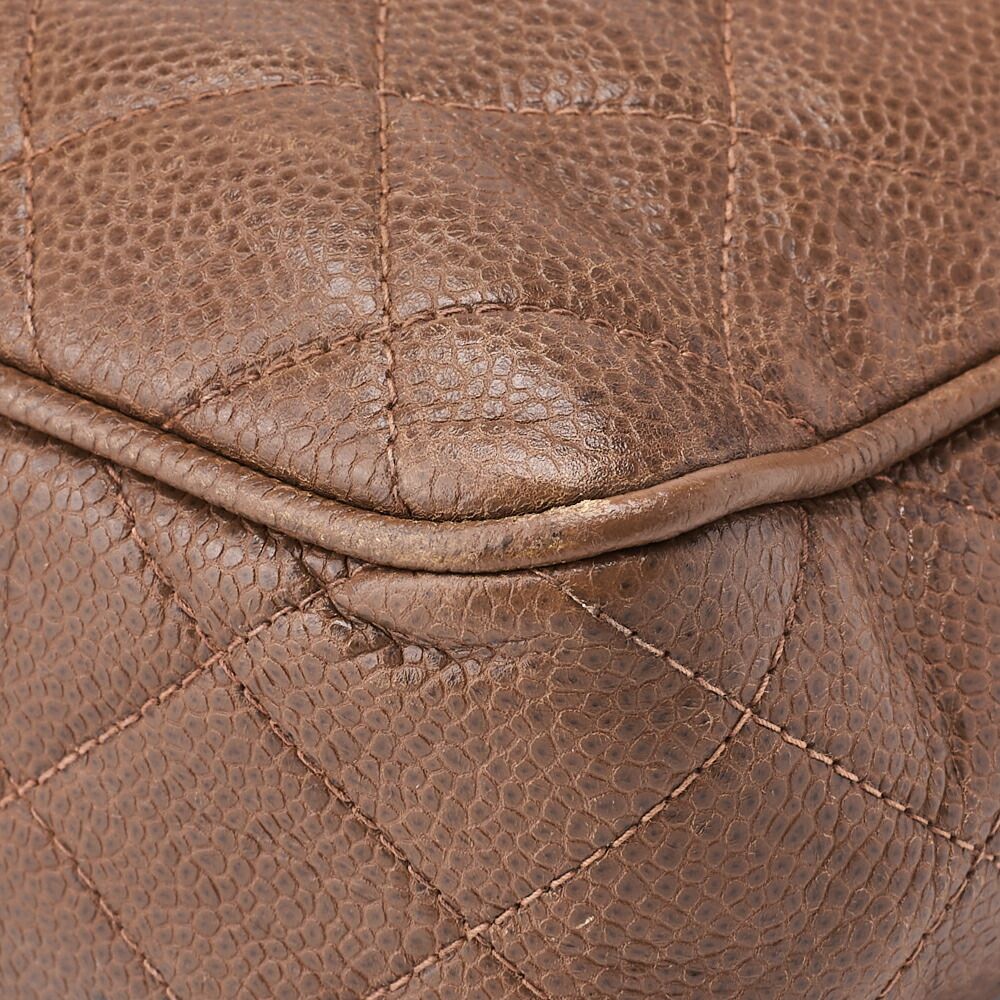 Chanel Chain Shoulder Matelasse Caviar Skin Brown Coco Mark Ball Charm Turnlock