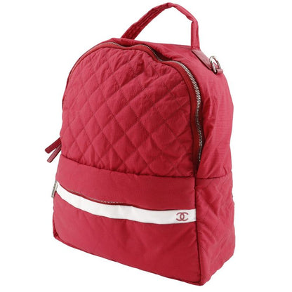 Chanel Coco Mark Matelasse Nylon Red Women's Backpack/daypack