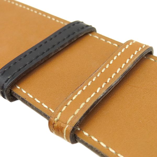 Hermes Belt Horse Buckle Box Calf Vogue River Black and Gold Hardware Reversible