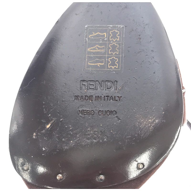 Fendi Leather Suede Ankle Strap Heeled Sandals