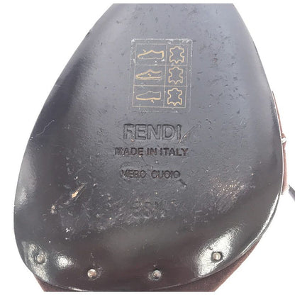 Fendi Leather Suede Ankle Strap Heeled Sandals