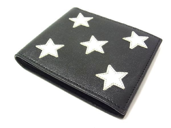 Saint Laurent Leather Star Bifold Wallet Black Ar4558