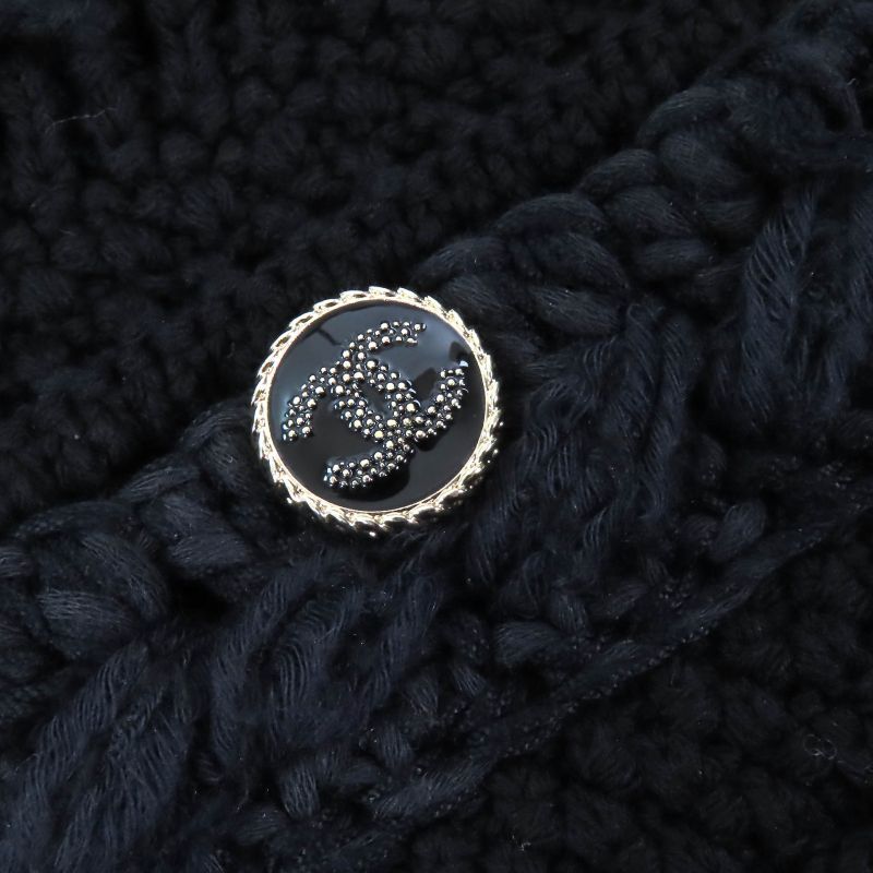 CHANEL 21P P70500 100% Cotton Coco Mark Button Coco Button Cropped Knit