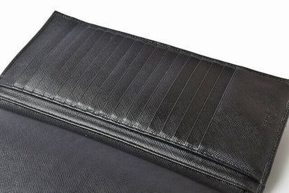 Prada Wallet Men's Prada Long Wallet 1m1302 Saffiano Shape Pressed Leather NERO