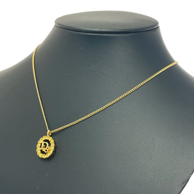 Christian Dior GP Rhinestone Oval Dior Logo Necklace Gold 459565 Necklace