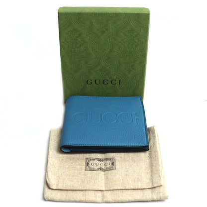 Gucci Logo Coin Wallet Bifold Wallet Blue 658681 Men's Preowned