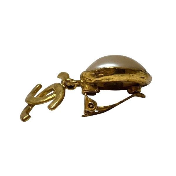 Chanel Coco Mark 93P Faux Pearl Gold Branded Accessories Earrings Ladies