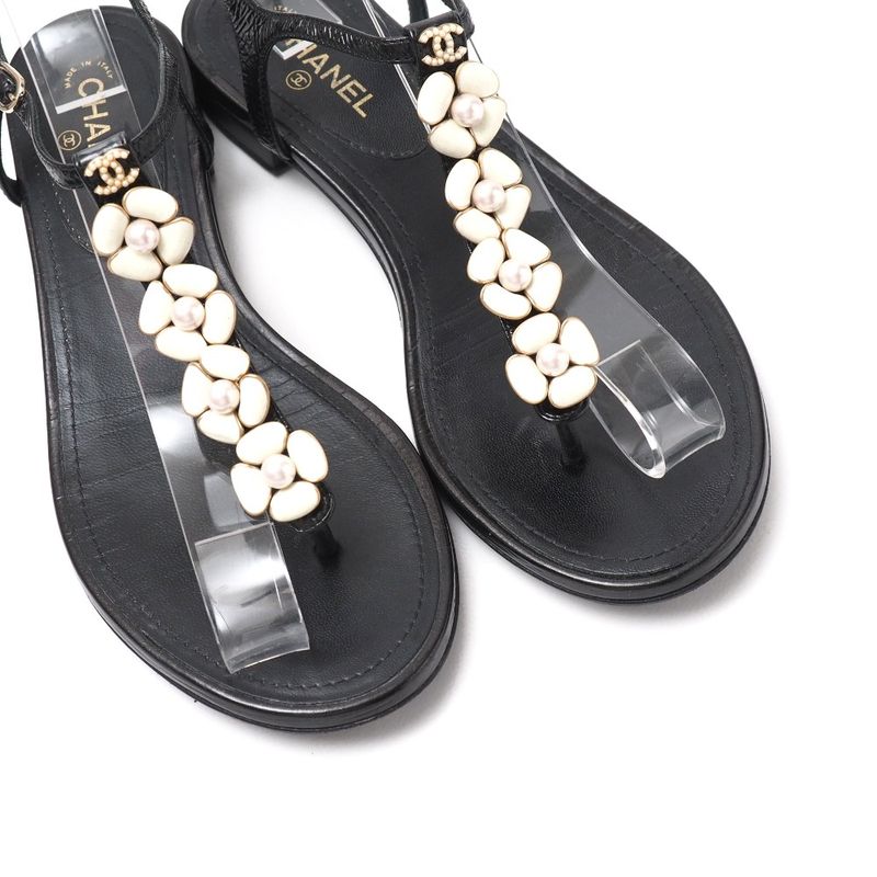 Chanel Sandals Size 35C Thong Sandals Ankle Strap Shoes CC Coco Mark Imitation