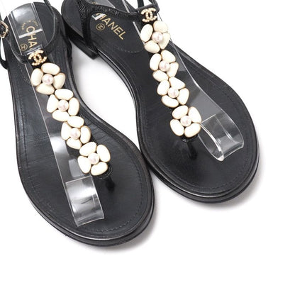 Chanel Sandals Size 35C Thong Sandals Ankle Strap Shoes CC Coco Mark Imitation