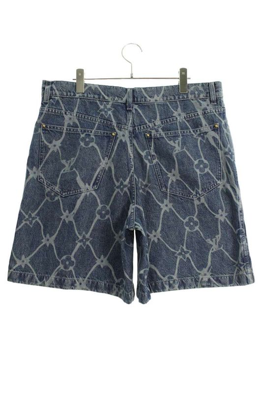 Louis Vuitton 24AW Rm242mm (9.53in) KOE Hrd24w Monogram Print Denim Half Pants