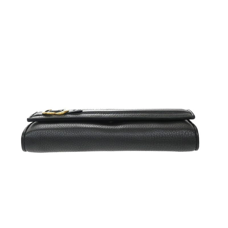Gucci Long Wallet Fold Wallet Leather Black 65kb005