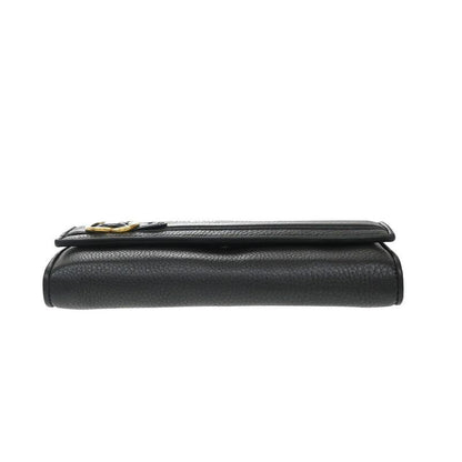 Gucci Long Wallet Fold Wallet Leather Black 65kb005