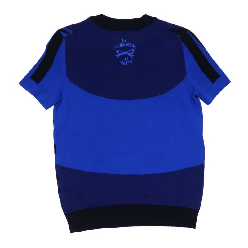 Hermes Short Sleeve Knit Morning Walk 34 Size Blue 2h2645d2 Cashmere