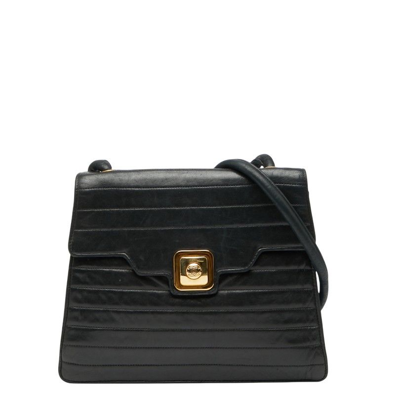 Chanel Coco Mark Crossbody Shoulder Bag Black Lambskin Women Chanel