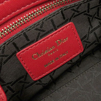 Christian Dior 2way Bag Lady Dior Mini Lambskin Red Gold Hardware Red Shoulder