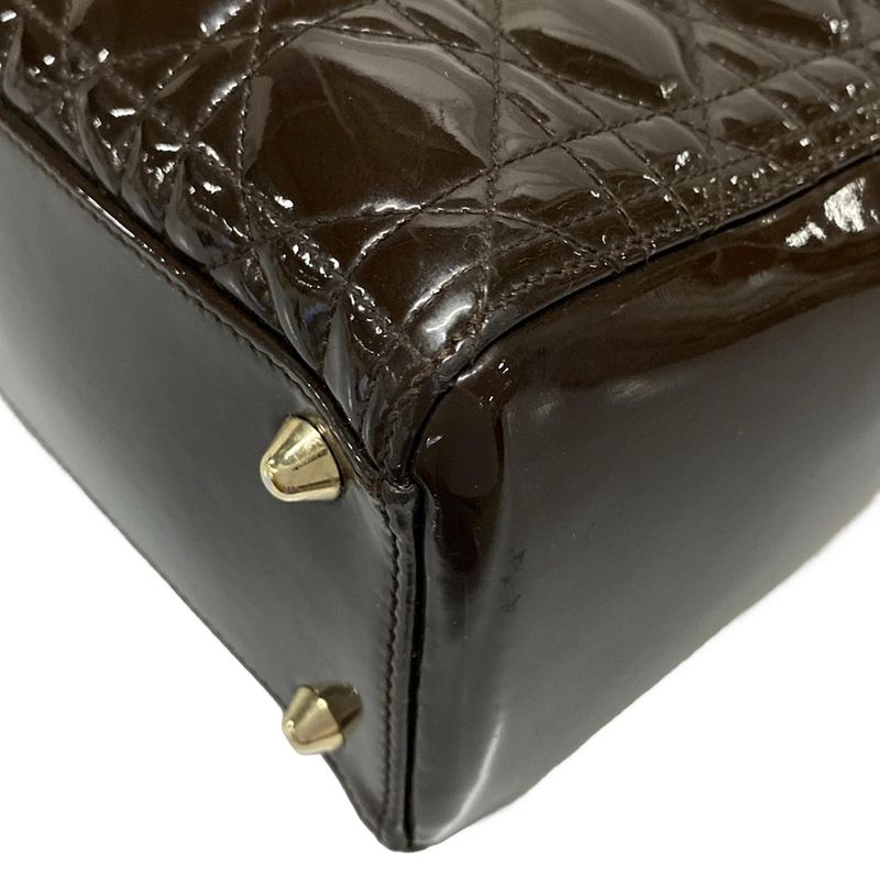 Dior/christian Dior Handbag Lady Dior Large Dark Brown Leather