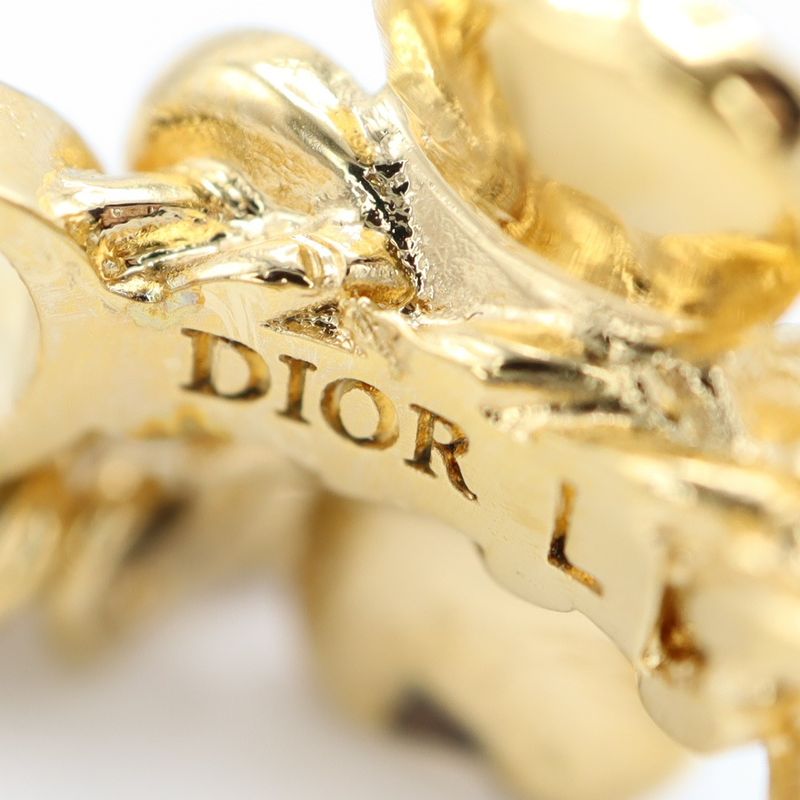 Christian DIOR Ring D-clover Clover Star Resin Pearl Size L Approx 13.5