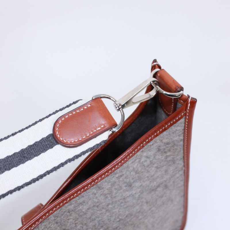 Hermes Evelyn 1 Leather And Felt Gray Shoulder Bag Silver