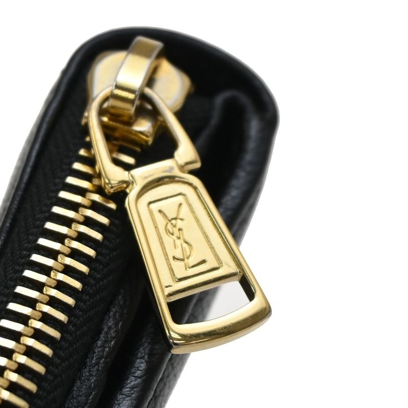 YVES Saint Laurent Yves Saint Laurent Compact Wallet Bifold Wallet Zipper Black