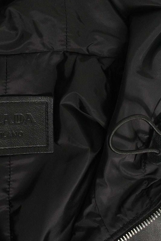 Prada Ups533 Leather Long Coat Men 46