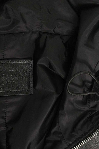 Prada Ups533 Leather Long Coat Men 46