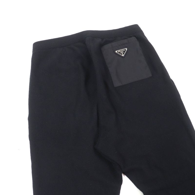Prada Ump62 Cashmere Blend Re-nylon Triangle Logo Knit Pants Bottoms Black 44
