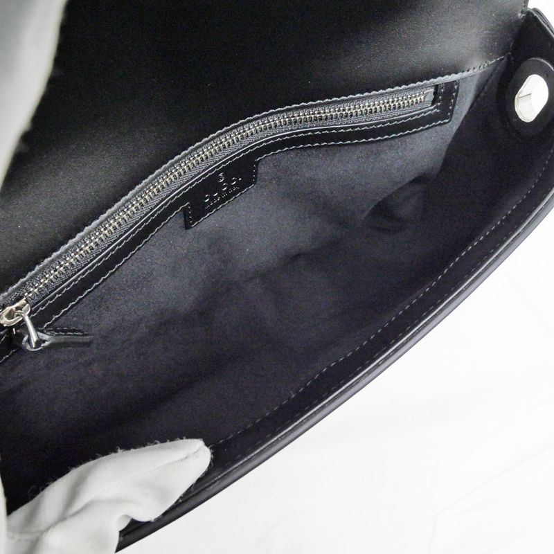 Gucci Clutch Bag Shoulder Bag Leather Black 739721 Shoulder Ladies