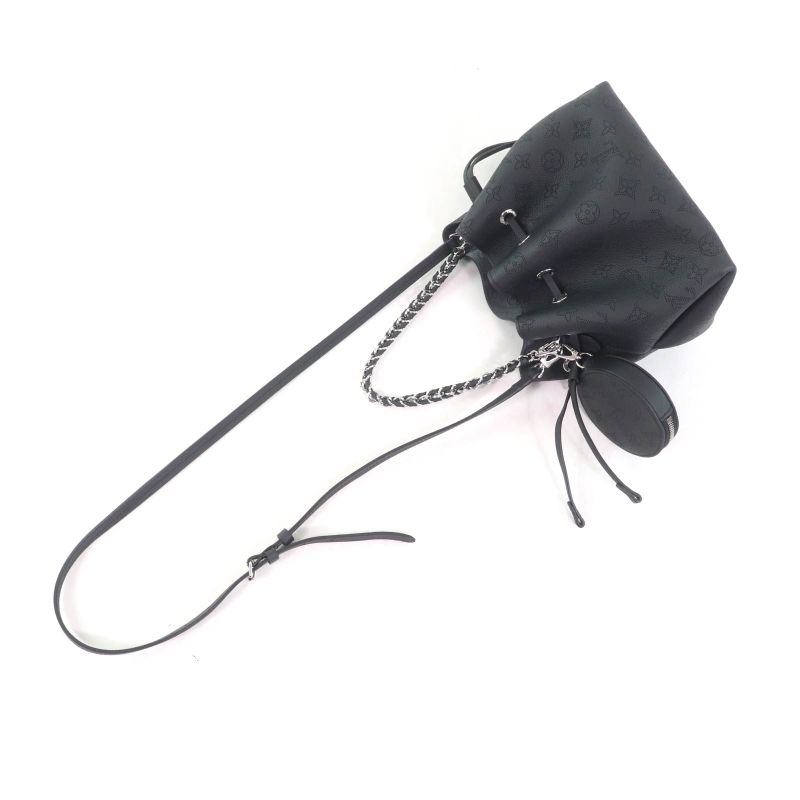 Louis Vuitton M57070 Bella Noir Black Mahina Leather 2way Shoulder Bag With