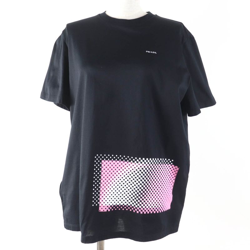 Prada 2020 35838 100% Cotton Triangle Patch Logo Print Short Sleeve T-shirt