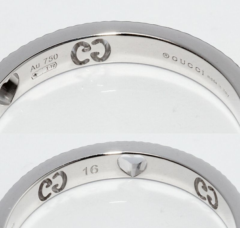 Gucci 18K White Gold Diamond 1P (0034ct) Icon Heart Ring Width 3mm (012in)