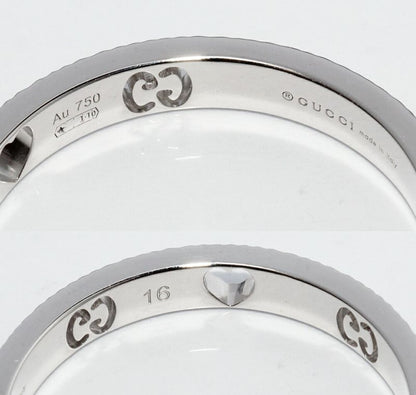 Gucci 18K White Gold Diamond 1P (0034ct) Icon Heart Ring Width 3mm (012in)