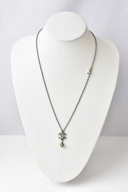 Chanel Necklace Pendant Coco Mark Rose Silver