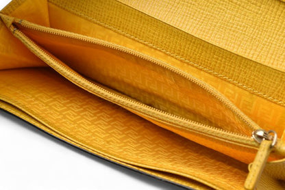 Fendi Wallet Fendi Long Wallet 8m0000 Zucca Pattern Brown Yellow