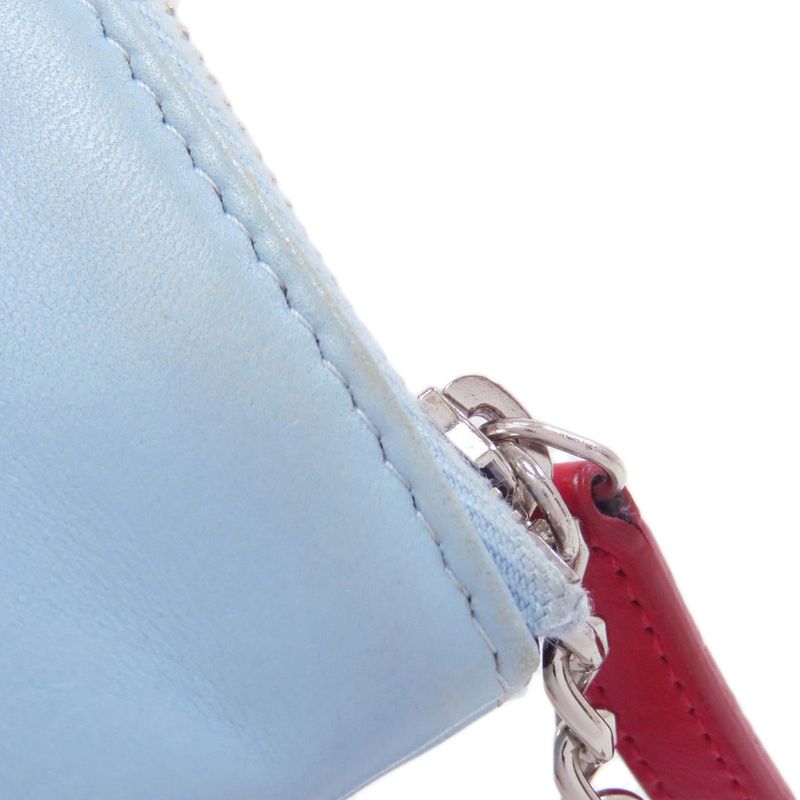 Chanel Coco Mark Bicolor Clutch Bag Leather Women