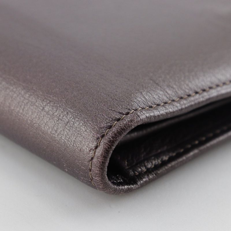 Chanel Camellia Coco Mark Leather Metallic Purple Women's Long Wallet